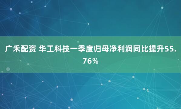 广禾配资 华工科技一季度归母净利润同比提升55.76%